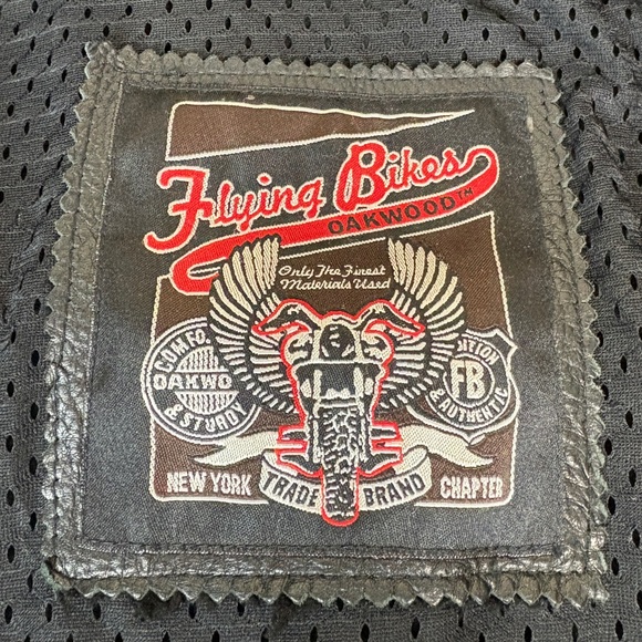 Flying Bikes Black Leather Motorcycle Bomber Jacket - Picture 6 of 6